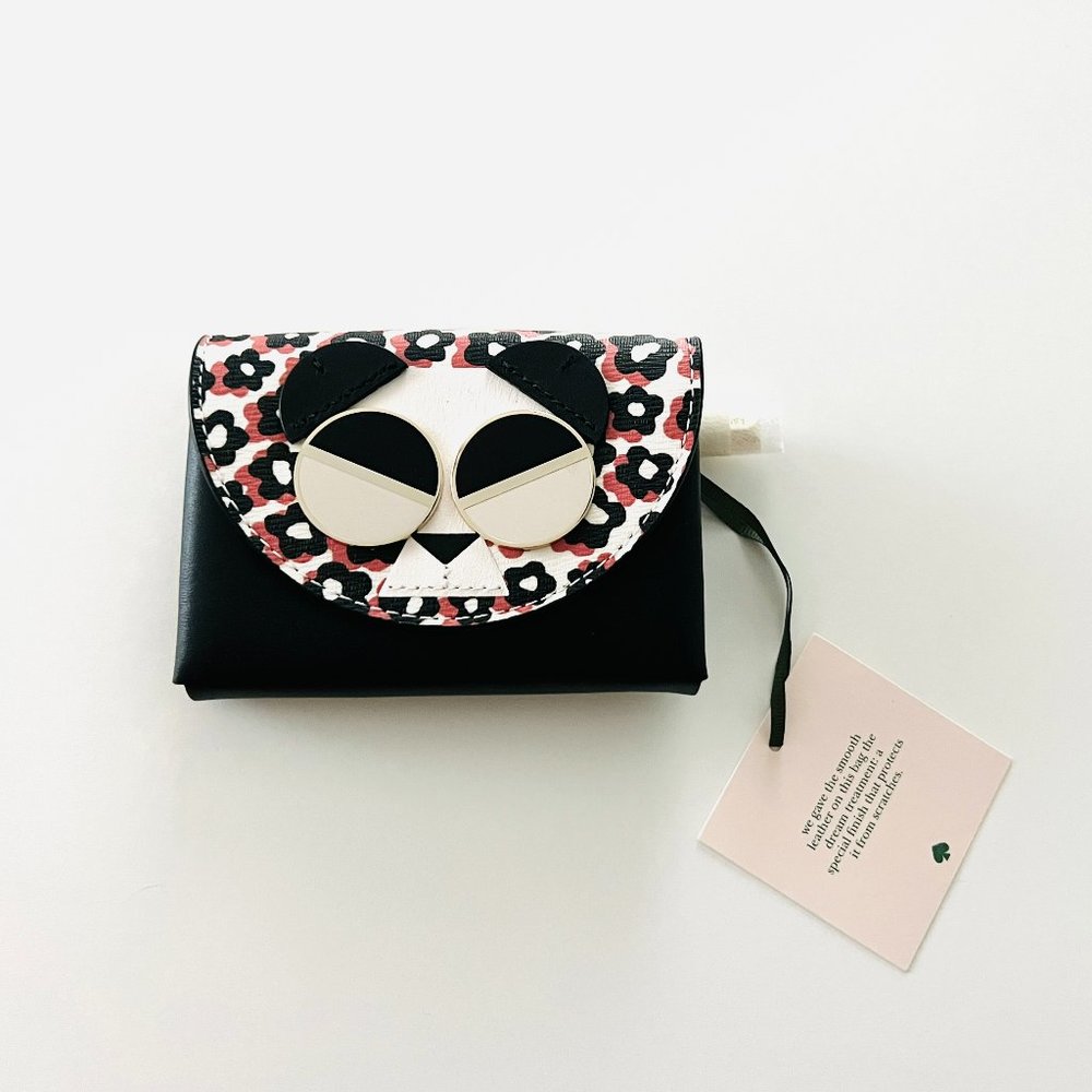 1172 NWT KATE SPADE SPADEMALS GENTLE PANDA WALLET CARDHOLER COIN PURSE